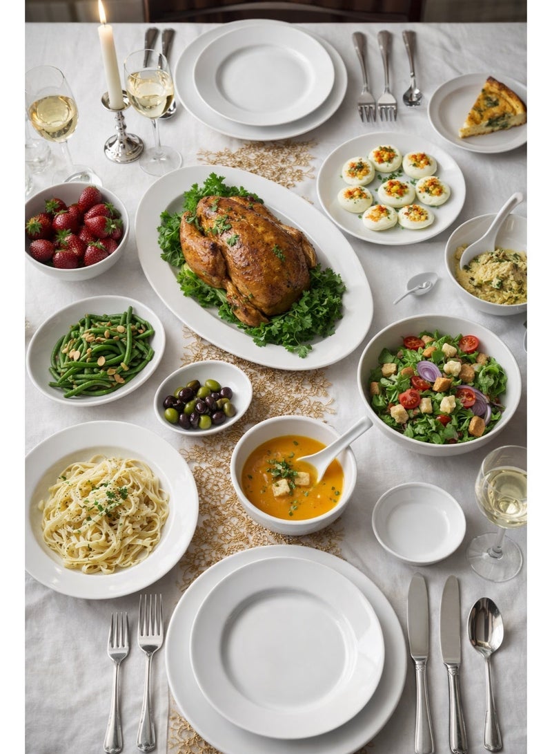 CC Bin Shihon Melamine Dinner Set 25 Pieces For 4 People White Dishwasher Safe - Image 3